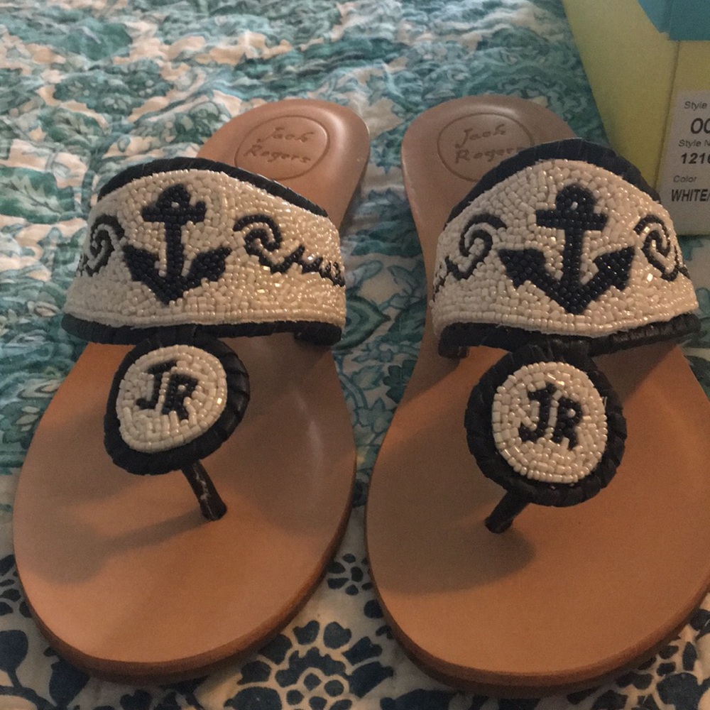 Jack Rogers ‘ Oceania flats’  white/ navy flat!